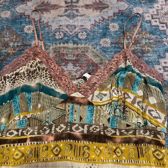 Y2K Boho Multicolor cami top with lace details size XL - Picture 11 of 14